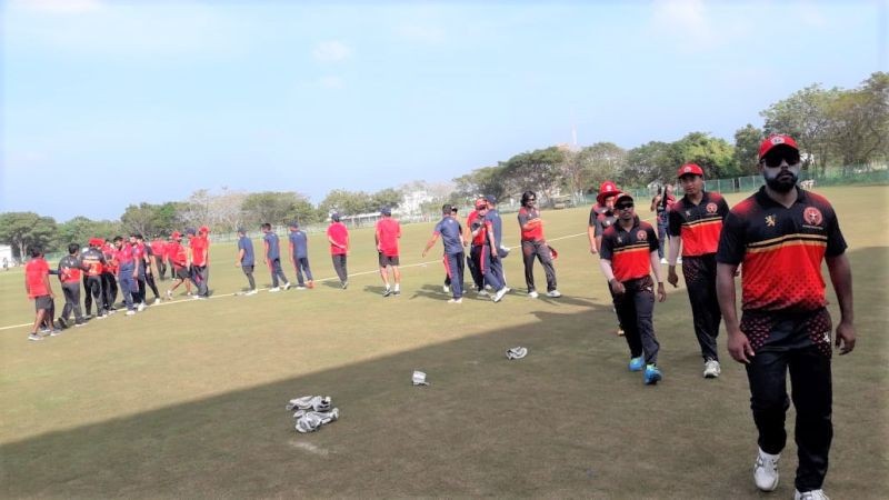 The Nagaland team coming off the field after beating Mizoram at the Syed Mushtaq Ali T20 Trophy on January 17.